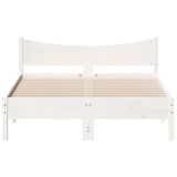 Bed Frame without Mattress White 135x190 cm Double Solid Wood Pine 844746