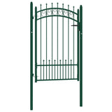 ZNTS Fence Gate with Spikes Steel 100x150 cm Green 146385