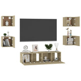 6 Piece TV Cabinet Set Sonoma Oak Engineered Wood 3078975