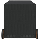 Garden Storage Box with Wheels Black 283L Poly Rattan 365316