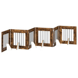 Dog Gate with Stands 6 pcs Smoked Oak 60 x 60 cm 892159