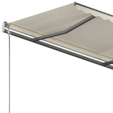 Freestanding Manual Retractable Awning 350x250 cm Cream 3069717