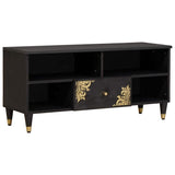 TV Cabinet with Drawer Black 100 x 33 x 46 cm Solid Mango Wood 4018824
