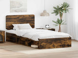 Bed Frame Smoked Oak 100 x 200 cm Solid Pine Wood 3412528