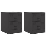 ZNTS Bedside Cabinets 2 pcs Black 34.5x39x44 cm Steel 841620