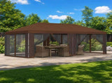 Gazebo Cover with Sidewalls 6 x 3 m Brown Polyester 190 900421
