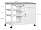 Compact Kitchen Trolley Utility Cart on Wheels with Wine Rack, Drawer, Open Shelf and Storage T3398P329550