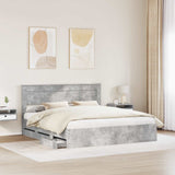 Bed Frame with Drawer Concrete Grey 200 x 200 cm Engineer Wood 3409825