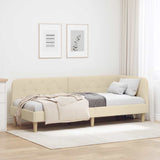 Corner Bed Frame with Headboard Cream 80 x 200 cm Fabric 42016559