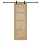Sliding Door Natural and Black 73.5 x 211 cm Solid Pine Wood 3445513