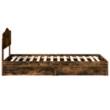 Storage Bed with Drawer Smoked Oak 90 x 200 cm Engineered Wood 3413135