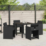 Garden Dining Set with Cushion 5 pcs Black Poly Rattan 3379976