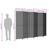 Room Divider 6 Panels Grey Poly Rattan 365370