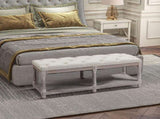 2-Tier Bed End Bench, Vintage Stool, Wooden Window Seat with Storage Shelf, Button Tufted T3398P344378