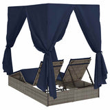 Double Sun Lounger with Roof Grey 205 x 129 x 200 cm PE rattan 3376134