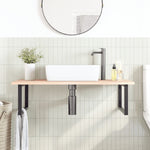 Basin Shelf Wall Mounted Steel and Solid Wood Oak 3302637