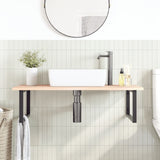 Basin Shelf Wall Mounted Steel and Solid Wood Oak 3302637