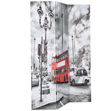 Folding Room Divider 120x170 cm London Bus Black and White 245873
