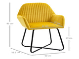 Modern Arm Chair Upholstered Accent Chair with Metal Base for Living Room Yellow T3398P328183