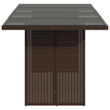 Garden Table Brown Poly Rattan, Powder-Coated Steel, Tempered Glass 365603