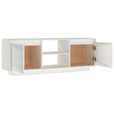 TV Cabinet White 110x30x40 cm Solid Pinewood 809901