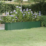 Garden Raised Bed Galvanised Steel 224x40x36 cm Green 318873