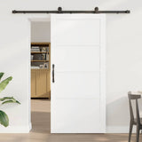 Sliding Door White and Black 93 x 202 cm Solid Pine Wood 3333375