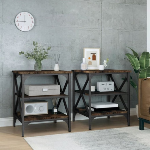 ZNTS Side Tables 2 pcs Smoked Oak 40x42x50 cm Engineered Wood 825777