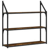 3-Tier Wall Shelf Smoked Oak 80x21x78.5 cm Engineered Wood 835456