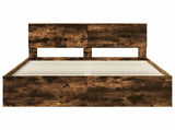Bed Frame Smoked Oak 135 x 190 cm Solid Pine Wood 3410613
