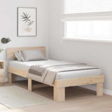Bed Frame with Headboard Natural 90 x 190 cm Solid Pine Wood 872590