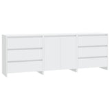3 Piece Sideboard White Engineered Wood 3098065