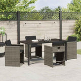 Garden Dining Set 5 pcs Grey Poly Rattan 3380695