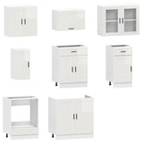 ZNTS 8 Piece Kitchen Cabinet Set Kalmar High Gloss White Engineered Wood 3314843