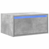 ZNTS Wall-mounted Bedside Cabinet with LED Lights Concrete Grey 860217