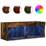 TV Cabinet with LED Lights Smoked Oak 80x30x30 cm 837149