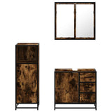 3 Piece Bathroom Furniture Set Smoked Oak Engineered Wood 3300957