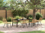 Garden Dining Set 7 pcs Brown Powder-Coated Steel 3379195