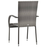 Dining Set Grey PE Rattan, Powder-Coated Steel, Glass Compact 3072477