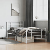 Metal Bed Frame without Mattress with Footboard White 107x203cm 355624