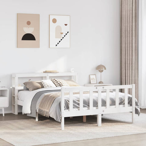 Bed Frame without Mattress White 140x190 cm Solid Wood Pine 3305754