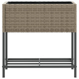 Garden Planter with Shelf Grey Poly Rattan 366389