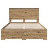 Bed Frame with Drawer Artisan Oak 140 x 190 cm Engineered Wood 3411313