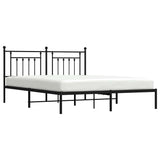 Bed Frame Black Powder-Coated Steel Double Bed Frame 353542