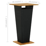 ZNTS Bar Table Black 60x60x110 cm Poly Rattan and Solid Acacia Wood 313463