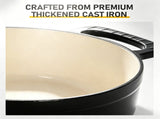 Cast iron 6QT cooking pot - Gradient Black Color - Includes two silicone gloves - Enamel pot 92886056