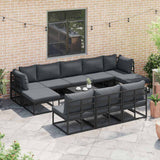 Garden Sofa Set with Cushion 10 pcs Black Aluminium 3378910