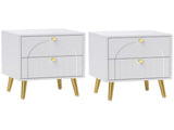 2-Drawer Bedside Table Set of 2 - White T3398P342238