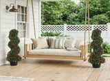 Decorative Artificial Plants Set of 2, UV Resistant Fake Plants in Pot for Indoor Outdoor Decor, T3398P554165