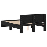 Bed Frame Black Oak 193 x 125 x 70 cm Engineered Wood 3376062